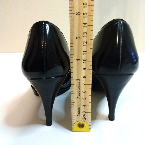 Gianni Bini Glossy Black Open Toe Heels Size 7 - Picture 3 of 6